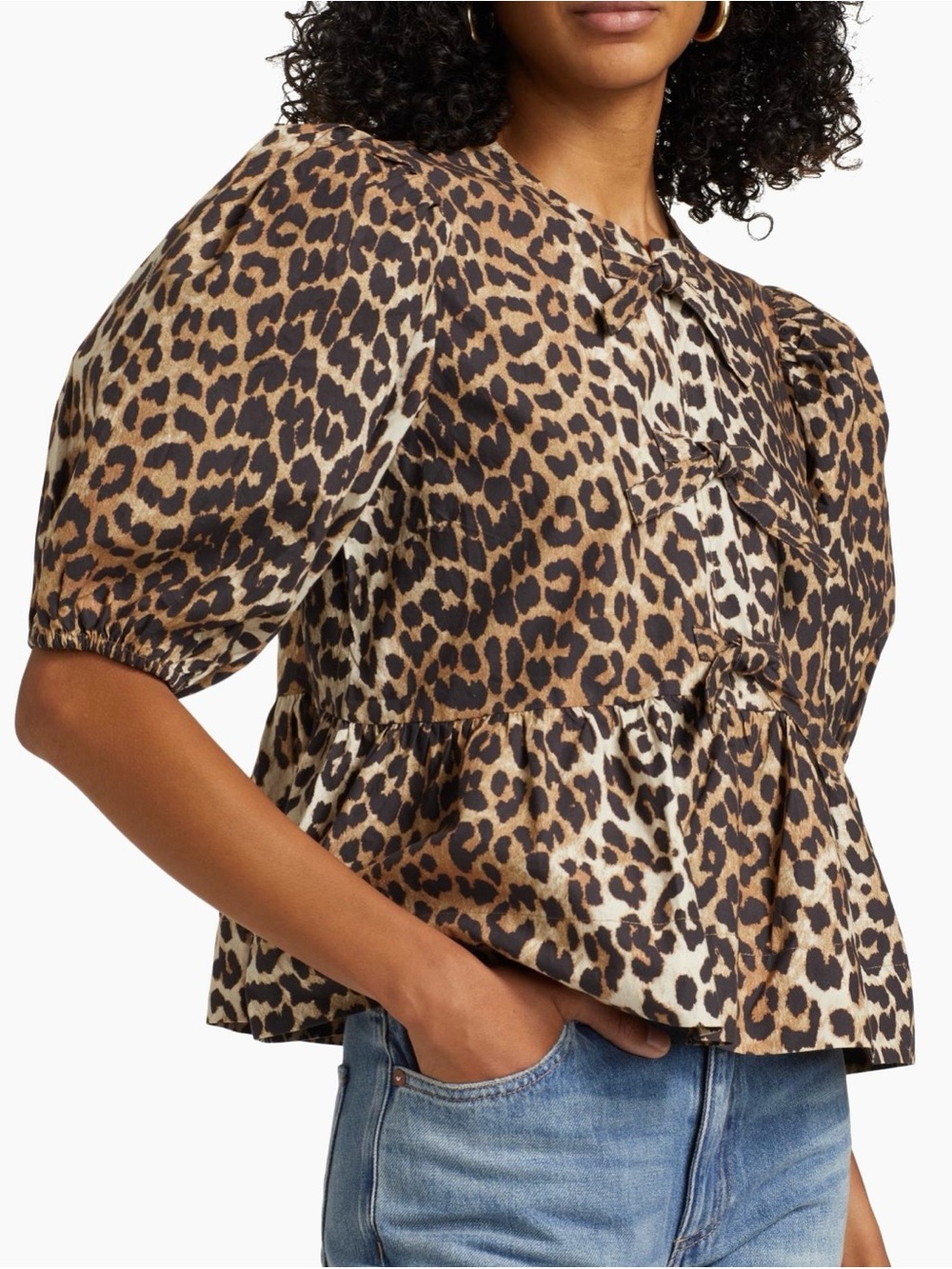 GANNI Leopard Puff-Sleeve Peplum Top
Size L (40). NEW with tags. - Picture 6 of 7